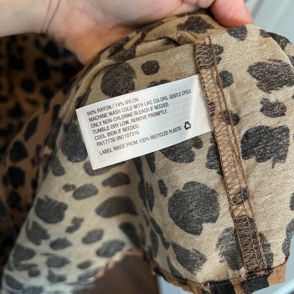 Women's Plus Ava & Viv Leopard Print Midi Tiered Dress 1X - Picture 8 of 9